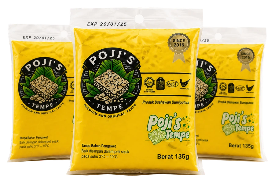 Tiga pek kuning Poji's Tempe untuk Pakej Standard